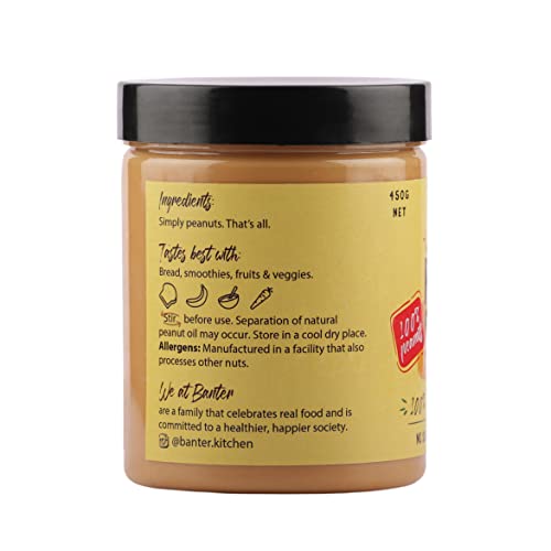 Image of Banter Homemade Goodness With Classic Peanut Butter - 100% Natural, Unsweetened, No Added Oil Or Sugar, Perfect For Peanut Lovers! - 450 Gram