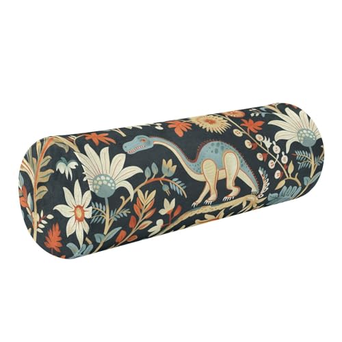 miaozhen William Morris Dino Flower Colorful Bolster Pillow Insert Bolster Pillow for Reading Rollo Cervical para dormir 5.5''x17''