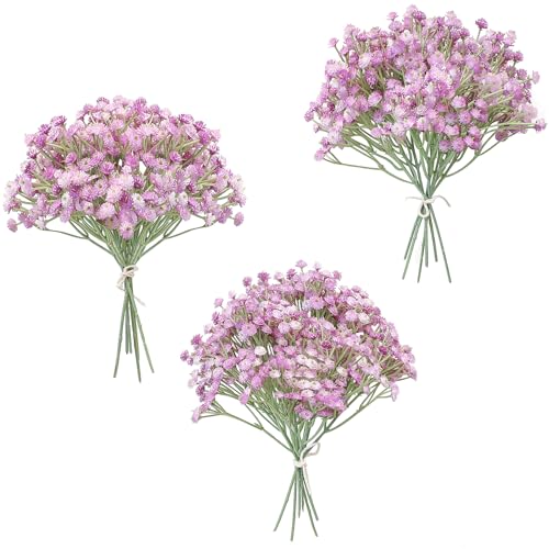 Floroom 18pcs Artificial Babys Breath Gypsophila Greenery Sprays, Real Touch Lavender Lilac Purple Fake Flowers for Wedding Bouquets Centerpieces Floral Arrangements and Decorations