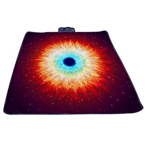 syeytx Picnic Blanket Outdoor Waterproof Picnic Blanket Portable Camping Carpet Folding Travel Beach Mat 3D Black Hole Red Eye