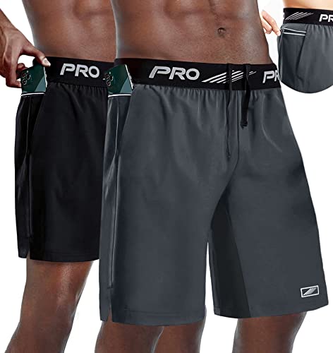 Aceship 2 Pack Workout Running Shorts Quick Dry Athletic Shorts 5" And 9" Lightweight Gym Shorts With Zipper Pockets #TOP10