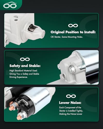 Image of SCITOO Starter Motor fit for John Deere Mowers - Z-Trak 657 / 657A /667 /667A /727 / 727A All,for Kawasaki 23HP for Kubota Tractors - Lawn T1770 2005-Bk FH GH500V 17HP Gas Replacement Starter 18266