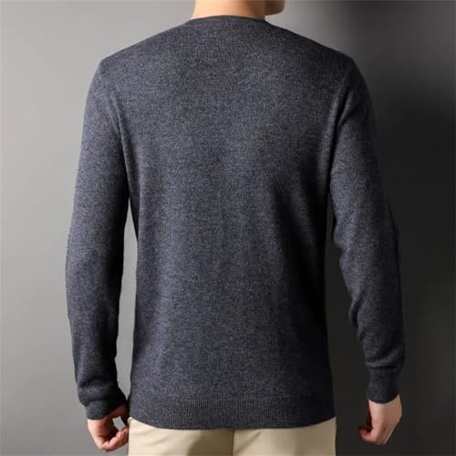 Men's V-Neck Wool Sweater Classic Long Sleeve Solid Slim Fit Knitted Pullover2