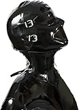ZOUTYI Latex Gummi Maske Offenen Augen Mund Mit Nase Rohr Und Entfernen Eyeshade Und Mund-Gag,Schwarz,XXL