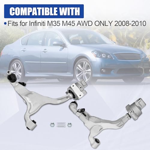 AWD Front Lower Control Arm Kit compatible with Infiniti M35 M45 AWD 2008-2010 Left Driver Side and Right Passenger Side Lower Transverse Link Replace# 54500EJ72A 54501EJ72A 54500-EJ72A 54501-EJ72A by Chenheshor - Image 2