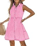 LookbookStore Jean Dresses for Women Summer Swing Dress for Women House Dress Casual Cocktail Dresses Summer Pink Size Small Size 4 6