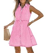LookbookStore Denim Dress for Women Sleeveless Babydoll Button Down Short Jean Dresses Cute Summer