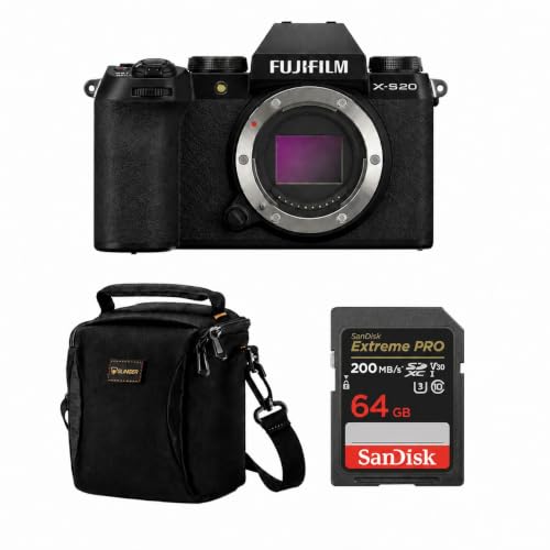Fujifilm X-S20 Mirrorless Camera, Black, Bundle with 64GB SDXC Memory Card, Shoulder Bag, 1 Year...