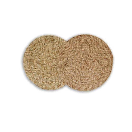 Uncommon Look Reed Extra Large Round Placemats, Hand Woven Table Mat Set, Dining Table Decor Mats Pack, Gust Room Decor Large Coasters (2)