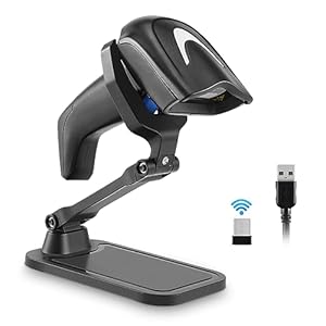 onewscan Barcode Scanner 2.4GhzWireless Versatile 2-in-1 USB 1D Laser Automatic Barcode Reader Handhold Bar Code Scanner with USB Receiver for Store, Supermarket, Warehouse