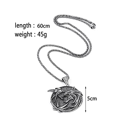 Witcher Necklace for Men Wolf Necklace for Men Witcher Medallion Necklace Wolf Jewelry Gifts for Men3
