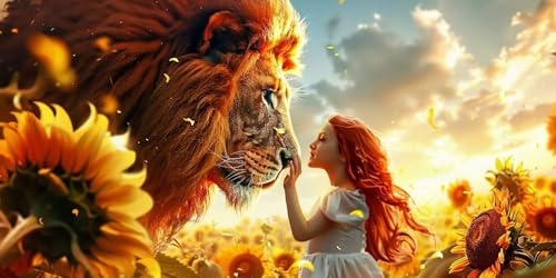 Peinture diamond enfant et adulte fille lion 5D broderie diamant kit grand format 60 x 120 cm