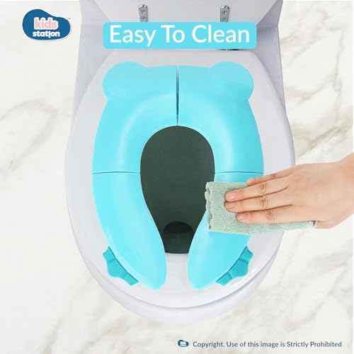 Image of Zollyss Toilet Seat Cover For Kids, Portable Folding Potty Seat for Training With Compact Travel Design, Fits Standard Toilets, Includes Carry Bag