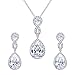 EVER FAITH Wedding 8-Shape Clear Zircon Jewelry Set Austrian Crystal Silver-Tone