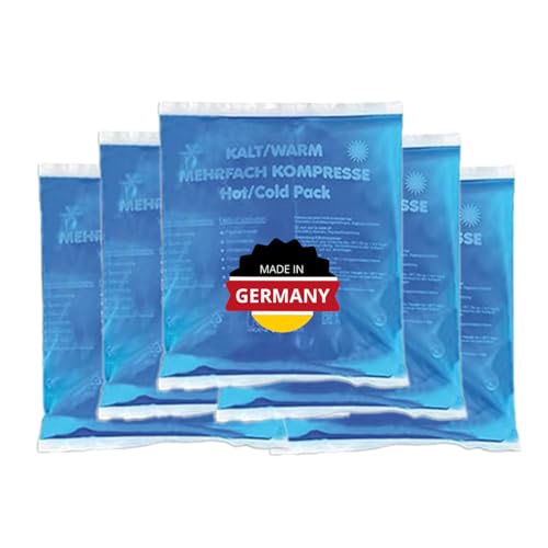 KK Kalt-Warm Kompresse 13 × 14cm – 5er-Pack Wiederverwendbare Therapie-Kompressen für Kälte- & Wärmeanwendungen bei Prellungen, Verstauchungen, Gelenk- & Zahnschmerzen, Rücken, Schulter