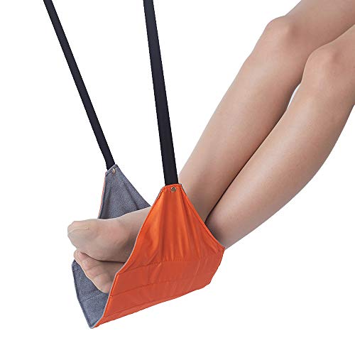 AINAAN Foot Hammock Travel Footrest for Airplane  Prevents Stiffness and Swelling on Long Flights Fits to Table Tray or Headrest, 2019, Orange