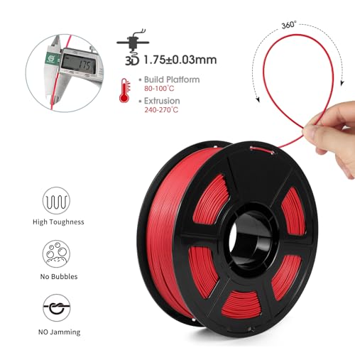 Image of iSANMATE ASA Filament 1.75mm Red 1KG, UV & Weather Resistant 3D Printer Filament Perfect for Outdoor Functional Parts, Dimensional Accuracy + /- 0.02mm, 1kg Spool (2.2lbs)