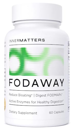 Innermatters FODAWAY FODMAP Digestive Enzymes for Bloating Gas & Diarrhea Fast Relief with Xylose Isomerase Fructan Hydrolase Alpha-Galactosidase & Lactase Promotes Gut Health 60 Count