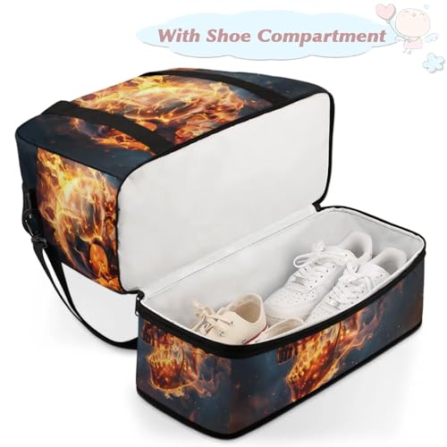 Large Weekender Overnight Bags Abstract Skeleton Skull Travel Duffel Bag for Women Men Gym Bag With Shoe Compartment Foldie Travel Tote Bag Carry On Personal Item Bag for Travel Gym Sports4
