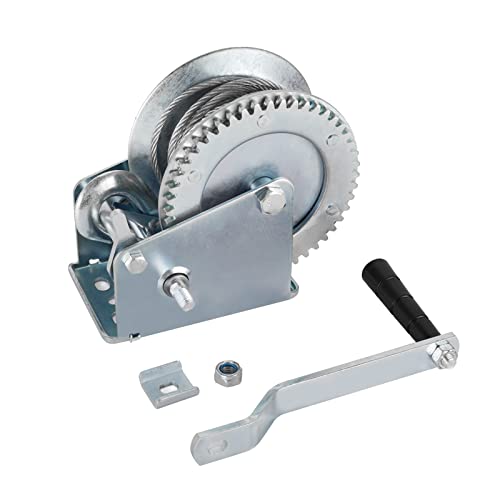 Heavy Duty Hand Winch 1200 lbs with 32 ft Steel Wire Rope, Hand Crank Strap Gear Winch with Steel Wire, for ATVs Boats Trailers Trucks Auto Marine by YULIZHE - Image 8