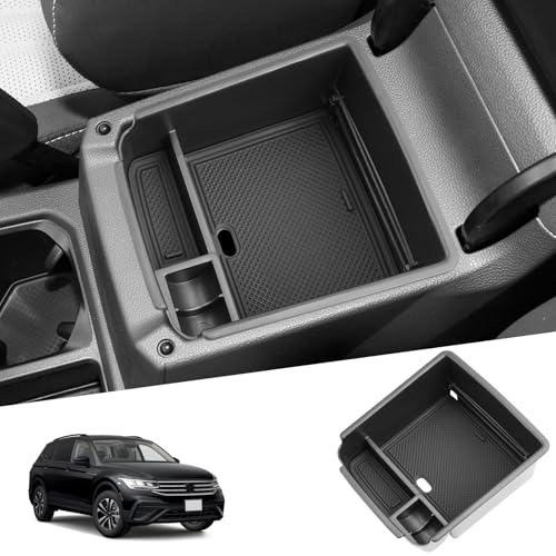 SHAOHAO Kompatibel mit VW Tiguan 2 MK2 2016-2023 / Seat Tarraco FR 2019-2023 UK Car Center Console Organizer Organizer Tray Interiors Decoration Storage Box vw tiguan accessories