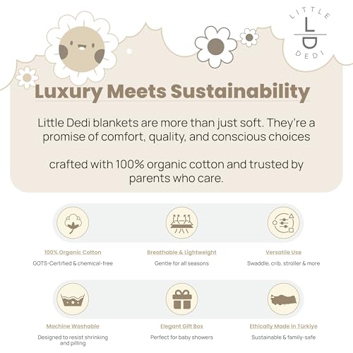 Image of 100% Organic Cotton Baby Knitted Blanket with Gift Box - Soft Toddler, Crib, Stroller Blanket - Neutral Swaddle and Receiving Blanket for Newborns, 30 inchx40 inch, Color Earth Ivory