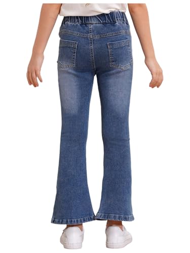Kids Jeans Fashion Girls Slim-fit Flared Denim Pants Casual Elastic Waistband Bell-Bottom Wide-Leg Pants3