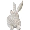 Creative Co-Op Decorative Resting Rabbit with Birds Figurine, Distressed White