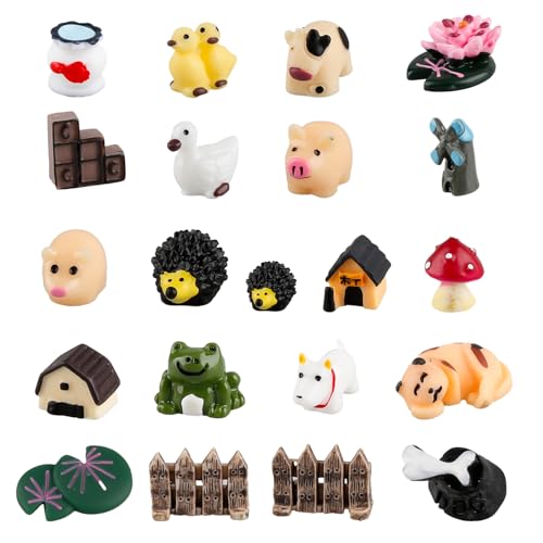 Thyonta Accessori da giardino fatati 21 pezzi piccoli ornamenti animali in resina mini ricci decorazione per giardini esterni alberi decorazioni