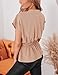 Womens Button Down Blouses Casual Peplum Summer Tops Dressy Chiffon Work Blouse Apricot