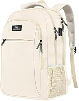 MATEIN Laptop Backpack, 15.6 Inch Travel Backpack Women, Laptop Rucksack with USB Charging Port, School Bag Anti Theft Daypack Work Bags for Men Women, Beige