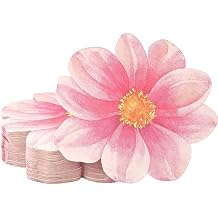 Qilery 100 Pcs Flower Shaped Napkins Disposable Floral Paper Napkins Summer Decorative Flower Tableware for Wedding Bridal Baby Shower Spring Birthday Dinner Party DecorPink