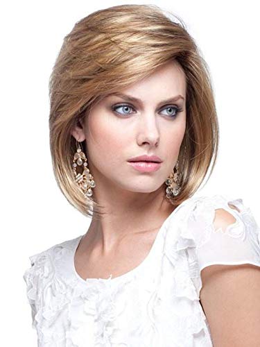 May Wig Color Creamy Toffee Rooted - Noriko Wigs 9" Long Relaxed Bob Wispy Perimeter Swept Bangs Straight Avg Cap Rooted Colors Bundle MaxWigs Hairloss Booklet