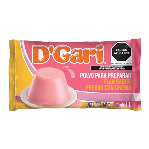 D'Gari Polvo para Preparar Flan, Sabor Fresas con Crema 115 g