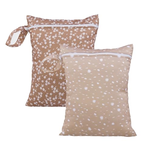 Image of HappyFlute 2pcs Waterproof Bag Set - Cactus & Animal Pattern Wet/Dry Bag for Towels, Diapers, Swim & Beach Use, 10.2x14.4 inches