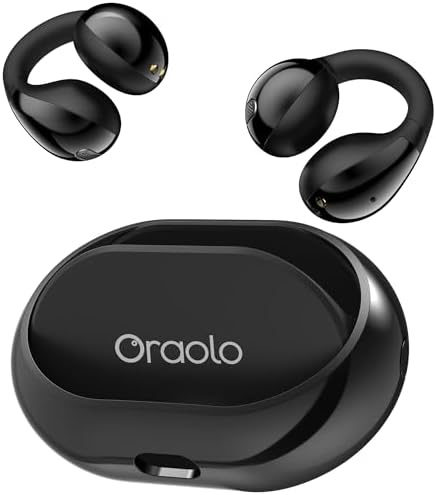 Oraolo Open Ear Headphones, Bluetooth 6.0 Wireless Earbuds with Stereo Sound, ENC Clear Call, 21H Playtime, Type-C Charging, Touch Control, IPX6 Waterproof Open Ear Clip-On Earbuds for Sports Outdoor