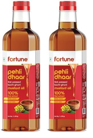 Image of Fortune Pehli Dhaar First Pressed Kachi Ghani Mustard Oil 1 L (Pack of 2)