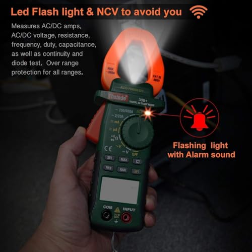 Image of Auto Ranging Digital Multimeter & Clamp Meter with Storage Bag Battery Alligator Clips Test Leads for AC /DC Voltage /Current Voltage Alert Amp Ohm /Volt (38B Clamp Meter+18B Multi Meter Orange)