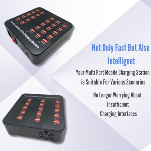 Image of Smart 50 Ports USB Hub Charging Station Power Outlet Multi Port Speed Dock Charger Suitable for Hotels, Shops, Schools, Shopping Mall and Travel - Black (50 USB Port)