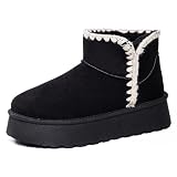 ENEN Bottes de Neige Imperméable Femme Homme 36 41, Bottes Femme Hiver Fourré Antidérapantes Semelle en Caoutchouc Chaude Confortable pour Extérieur, Randonnée (XX03 Noir,38)