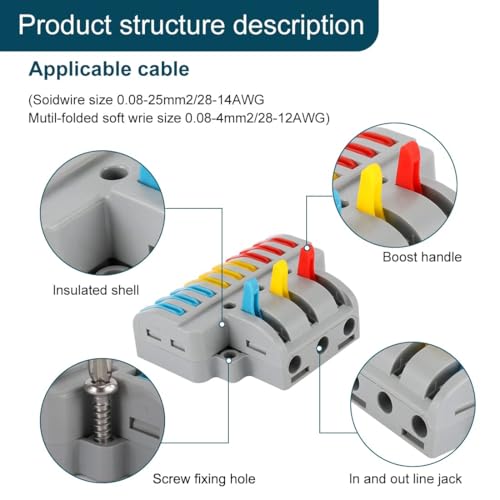 Image of XELYTON Wire Clip Connector, Universal Connection Terminals, Circuit Inline Splices Electric Connectors, Quick Connect & Freely Assemble Electrical Splicing Kit for Compact (3 In 9 Out, 20)