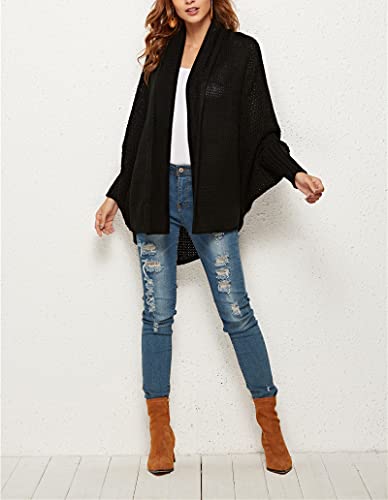 Casaco cardigan feminino de malha térmica (Preto,um tamanho)