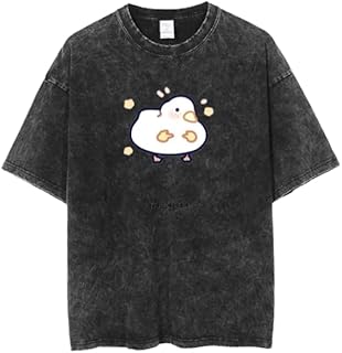 تي شيرت رمادي باهت بتصميم بطة لطيفة مقاس كبير 15