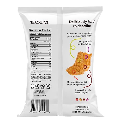 SNACKLINS Plant Based Crisps SEA SALT & VINEGAR - Gluten Free, Grain Free, 100% Kosher, Vegan Healthy Snacks, Crunchy Puffed Snack, Only 100 Calories Per Bag - .9oz Bag (Case of 24)