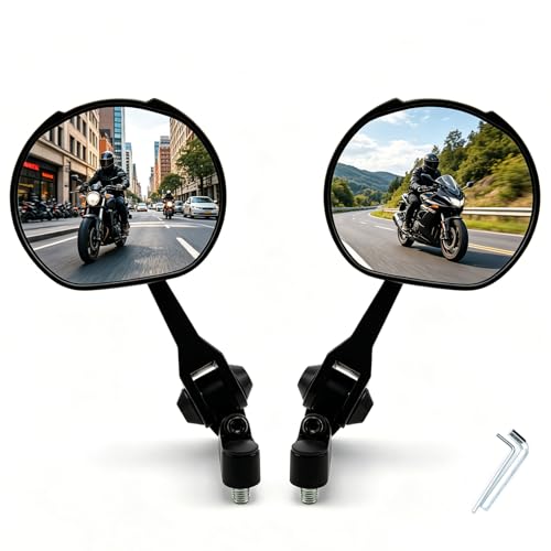Retrovisores moto universal de aluminio blanco con adaptadores de 8mm y 10mm