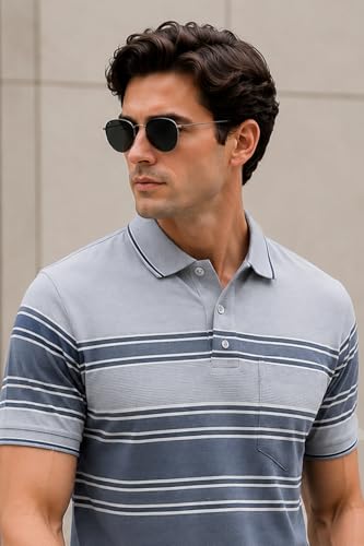 Image of GODFREY Polo T Shirt for Man with Pocket - Half T Shirt for Men Cotton