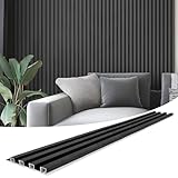 Art3d 8-Pack 96 x 6in. WPC Acoustic Slat Wall Panel for Modern Interior Decor, TV Background, Living Room, Matte Black