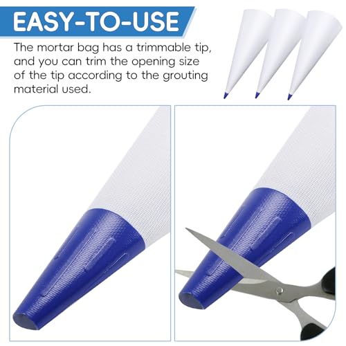 AOVPIBY 3PCS Tile Grout Masonry Mortar Bag, Heavy-Duty Reusable Mortar Bag Set with Brick Jointer & Tuck Pointers, with Pure Blue Tip for Tile Installation, Masonry Grouting & Home DIY Work