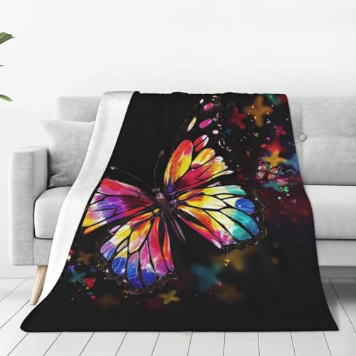 Couverture polaire papillon multicolore, le cadeau idéal chaud - 2