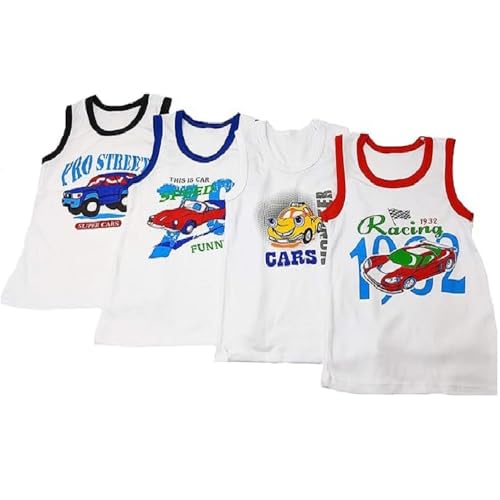 I&S Boy's Soft Cotton Tank Tops Pack of 4 Undershirts (US, Age, 10 Years, Supers Cars)